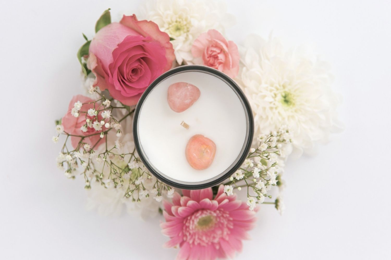 Candle and flowers