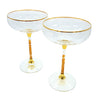 Champagne Saucers Glasses, 24k Gold, Set of 2