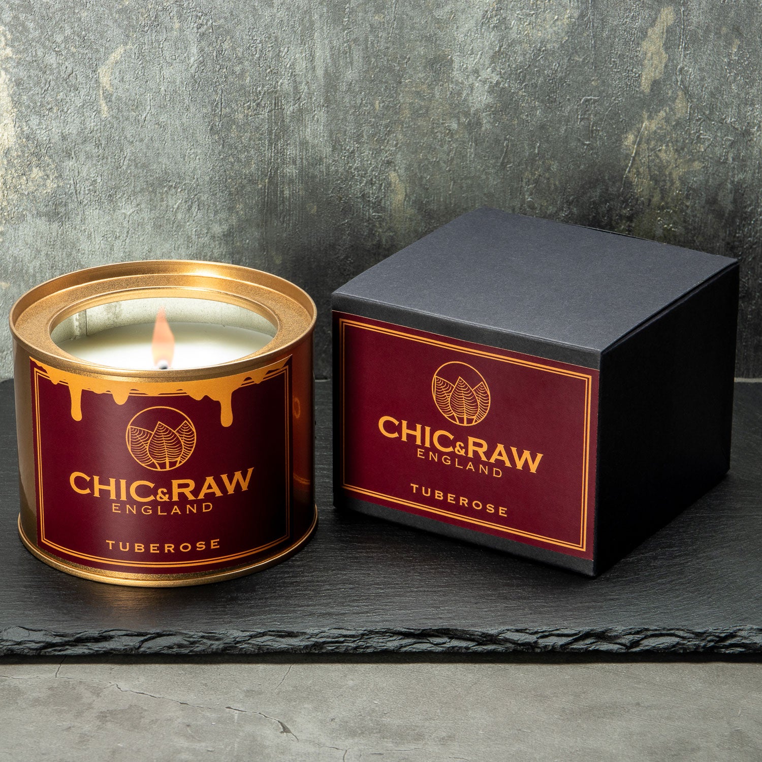 Tuberose and vanilla scented candle in tin, long-lasting fragrance