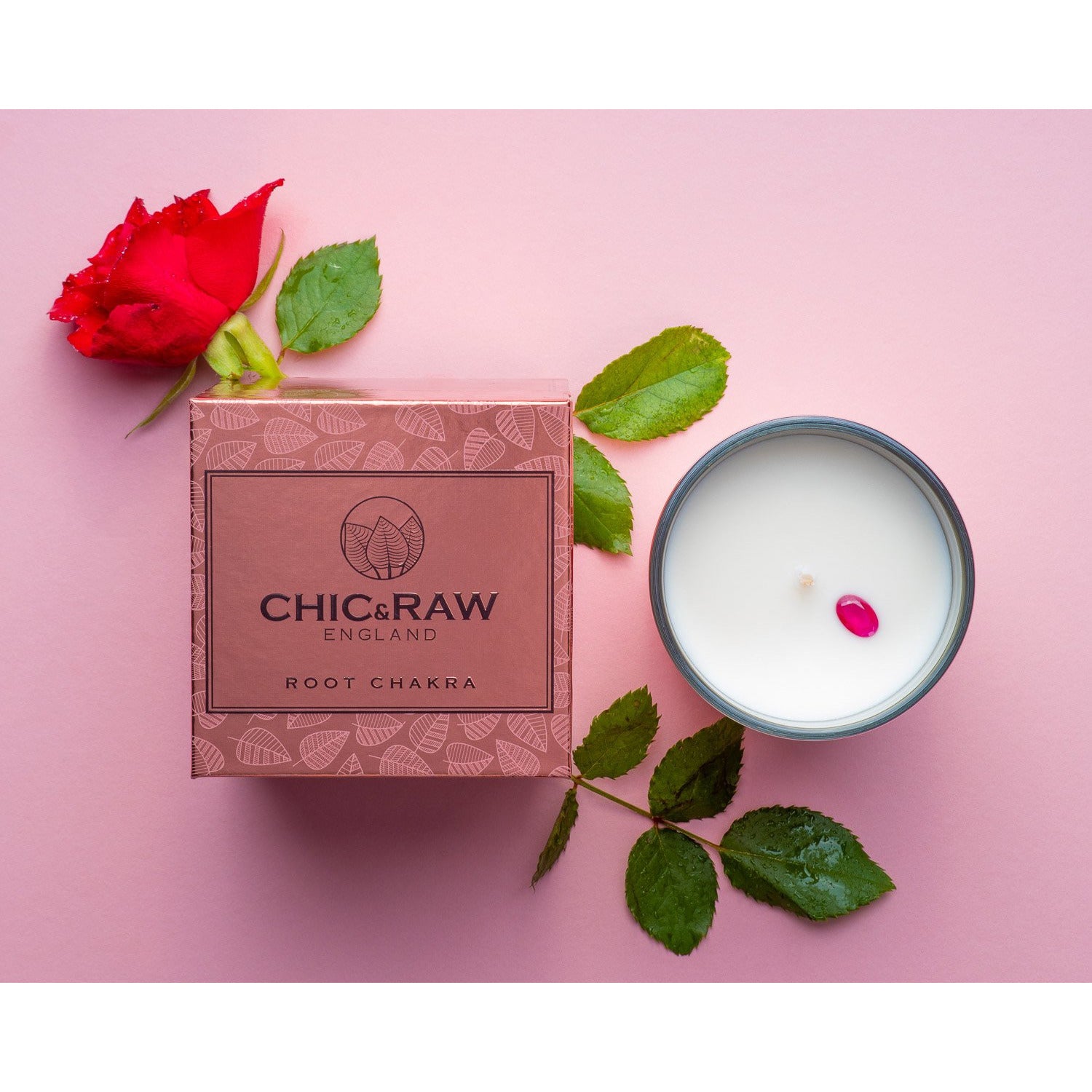  Root chakra ruby candle in tin, luxury aromatherapy candle