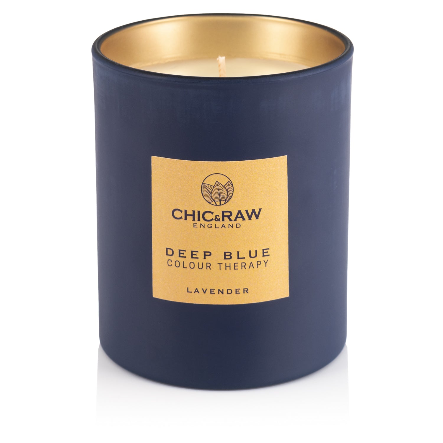 Close-up of deep blue candle, therapeutic benefits, soy wax